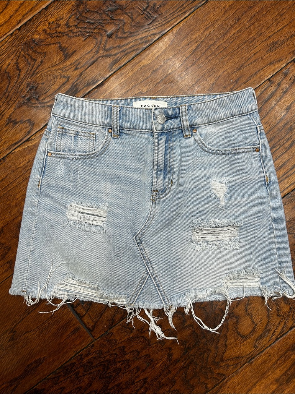 PacSun Light Blue Distressed Denim Mini Skirt‎